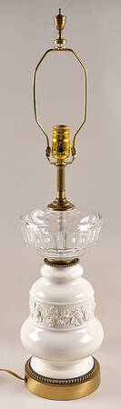 Cream Color on Cream Color (Plain Edge) 26" Electric Lamp No Shade