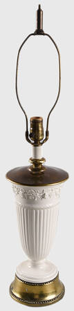 Cream Color on Cream Color (Plain Edge) 27" Electric Lamp No Shade