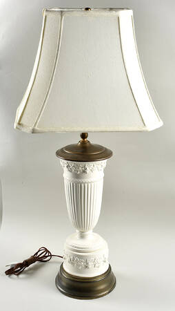 Cream Color on Cream Color (Plain Edge) 30" Electric Lamp & Shade