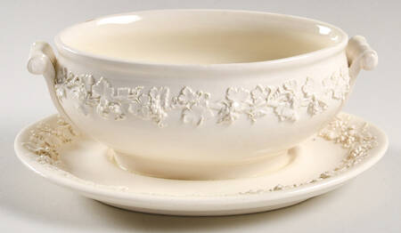 Cream Color on Cream Color (Plain Edge) Gravy Boat No Lid