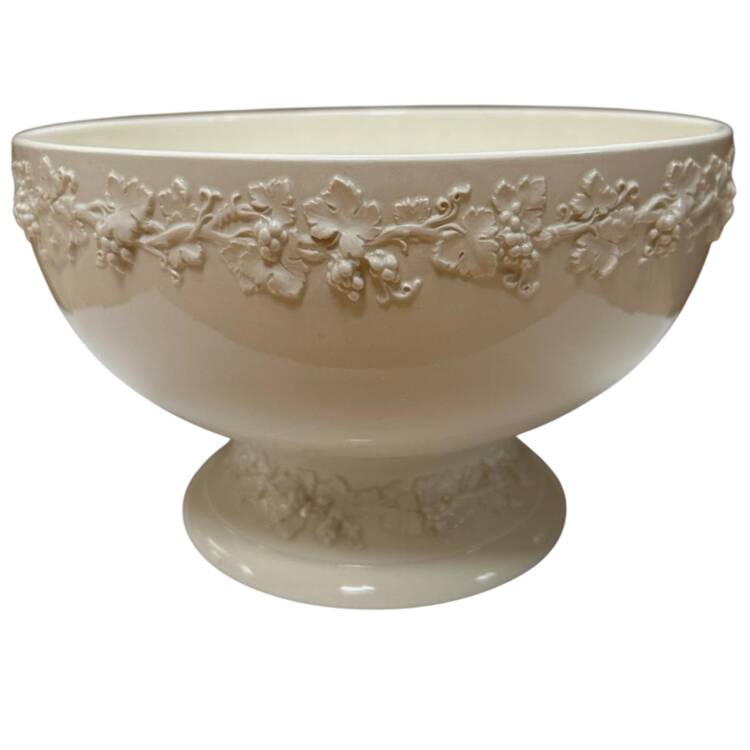 Cream Color on Cream Color (Plain Edge) 8" Footed Bowl
