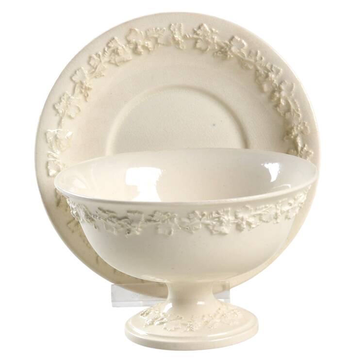 Cream Color on Cream Color (Plain Edge) China Sherbet with Underplate