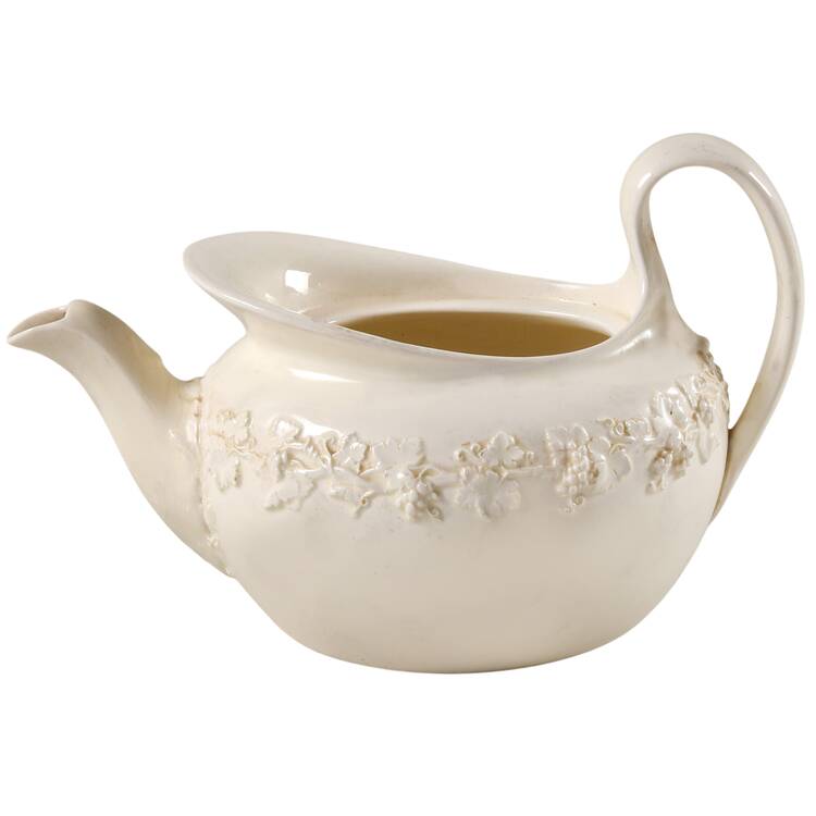 Cream Color on Cream Color (Plain Edge) Small Teapot No Lid