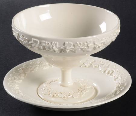 Cream Color on Cream Color (Plain Edge) China Sherbet with Underplate
