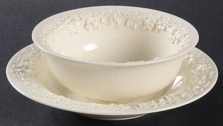 Cream Color on Cream Color (Plain Edge) Medium Bowl & Saucer Set