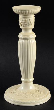 Cream Color on Cream Color (Plain Edge) 8" Tall Candlestick