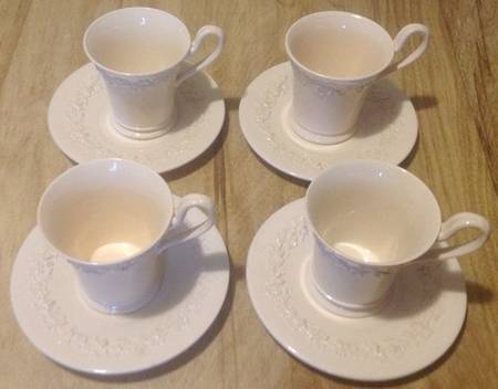 Cream Color on Cream Color (Plain Edge) Chocolate Cup & Saucer Set