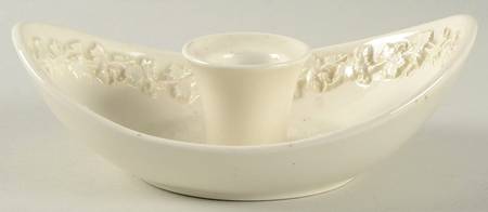Cream Color on Cream Color (Plain Edge) Single Light Candlestick