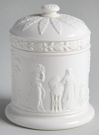 Cream Color on Cream Color (Plain Edge) Cigarette Jar & Lid