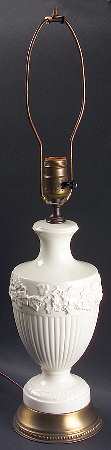 Cream Color on Cream Color (Plain Edge) 23" Electric Lamp No Shade