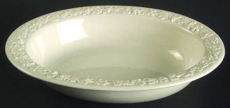 Cream Color on Cream Color (Plain Edge) 8" Oval Vegetable Bowl