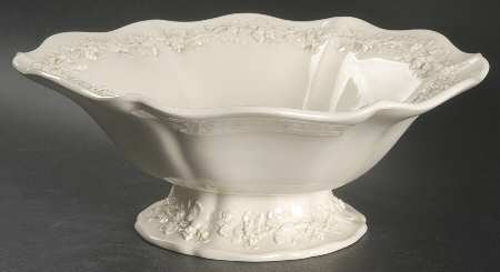 Cream Color on Cream Color (Plain Edge) Oval Compote (Height X Length)