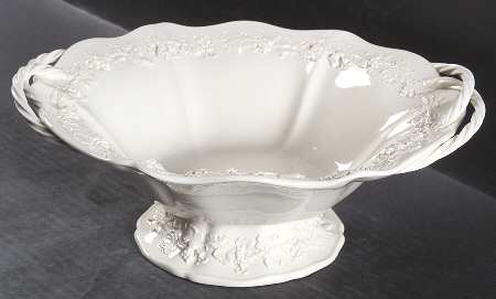 Cream Color on Cream Color (Plain Edge) 11" Footed Oval Basket