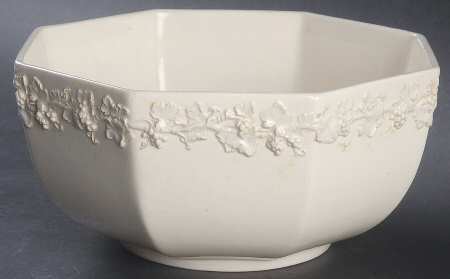 Cream Color on Cream Color (Plain Edge) 7" Octagonal Serving Bowl