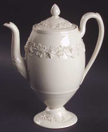 Cream Color on Cream Color (Plain Edge) Coffee Pot & Lid
