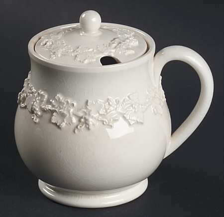 Cream Color on Cream Color (Plain Edge) 2 Pc Pot de Creme w/Lid & Base