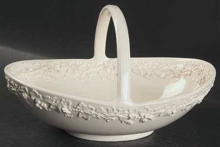 Cream Color on Cream Color (Plain Edge) 8" Handled Basket