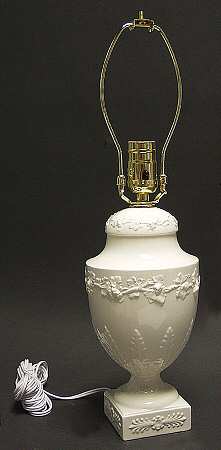 Cream Color on Cream Color (Plain Edge) Medium Electric Lamp No Shade
