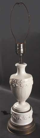 Cream Color on Cream Color (Plain Edge) 28" Electric Lamp No Shade