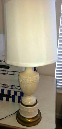 Cream Color on Cream Color (Plain Edge) 28" Electric Lamp & Shade