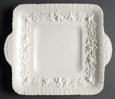 Cream Color on Cream Color (Shell Edge) Square Handled Cake Plate