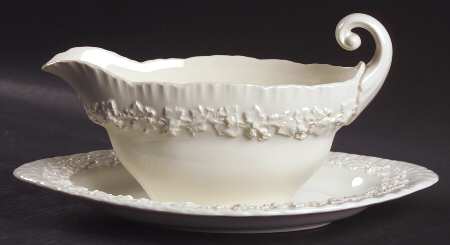 Cream Color on Cream Color (Shell Edge) Gravy Boat & Underplate/Relish