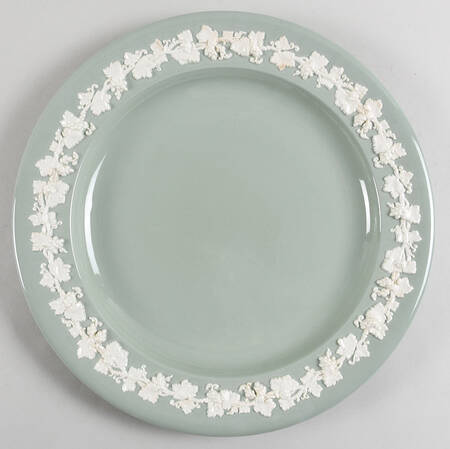 Cream Color on Celadon (Plain) 12" Chop Plate (Round Platter)