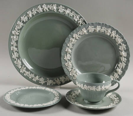 Cream Color on Celadon (Plain) 40 Piece Estate Set