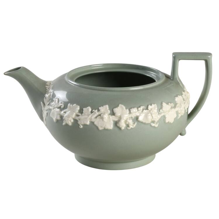Cream Color on Celadon (Plain) Teapot No Lid