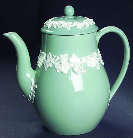 Cream Color on Celadon (Plain) Coffee Pot & Lid