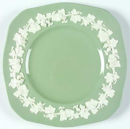 Cream Color on Celadon (Plain) Square Luncheon Plate