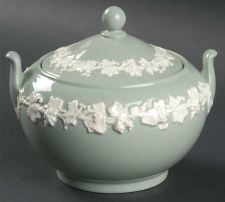 Cream Color on Celadon (Plain) Sugar Bowl & Lid