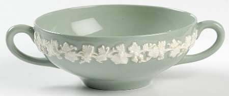 Cream Color on Celadon (Plain) Flat Cream Soup Bowl