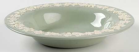 Cream Color on Celadon (Plain) Rim Soup Bowl
