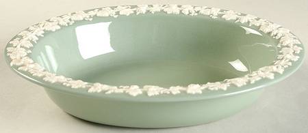 Cream Color on Celadon (Plain) 9" Oval Vegetable Bowl
