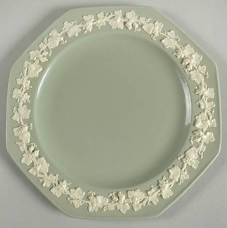 Cream Color on Celadon (Plain) Octagonal Salad Plate