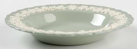 Cream Color on Celadon (Shell Edge) Rim Soup Bowl
