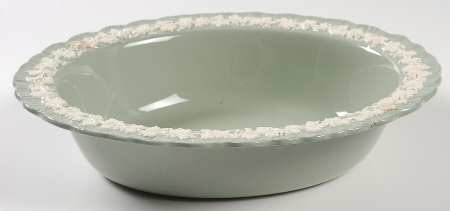 Cream Color on Celadon (Shell Edge) 9" Oval Vegetable Bowl
