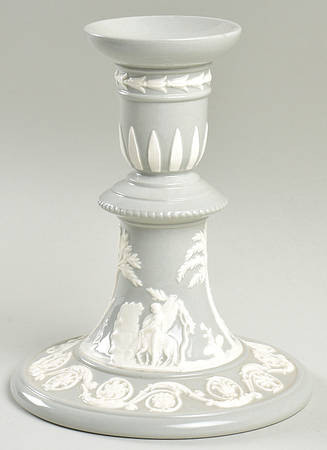 Cream Color on Grey (Plain) 5" Candlestick