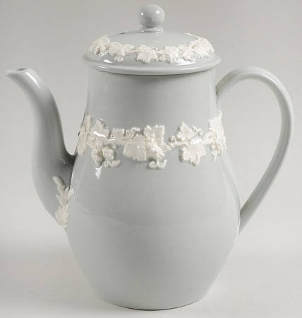 Cream Color on Grey (Plain) Coffee Pot & Lid