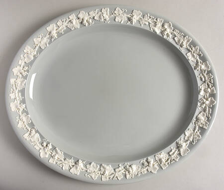 Cream Color on Grey (Plain) 16" Oval Serving Platter