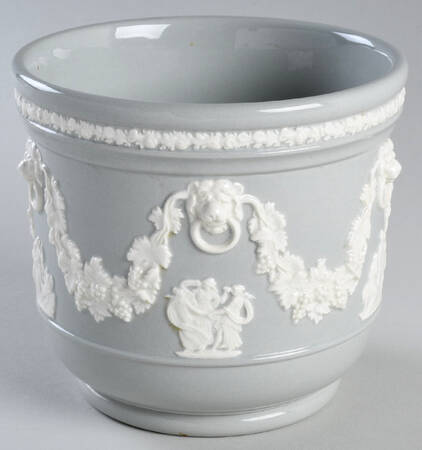 Cream Color on Grey (Plain) Small Grecian Flower Pot