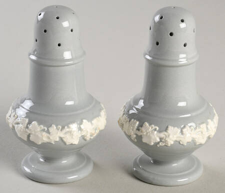 Cream Color on Grey (Plain) Salt & Pepper Set