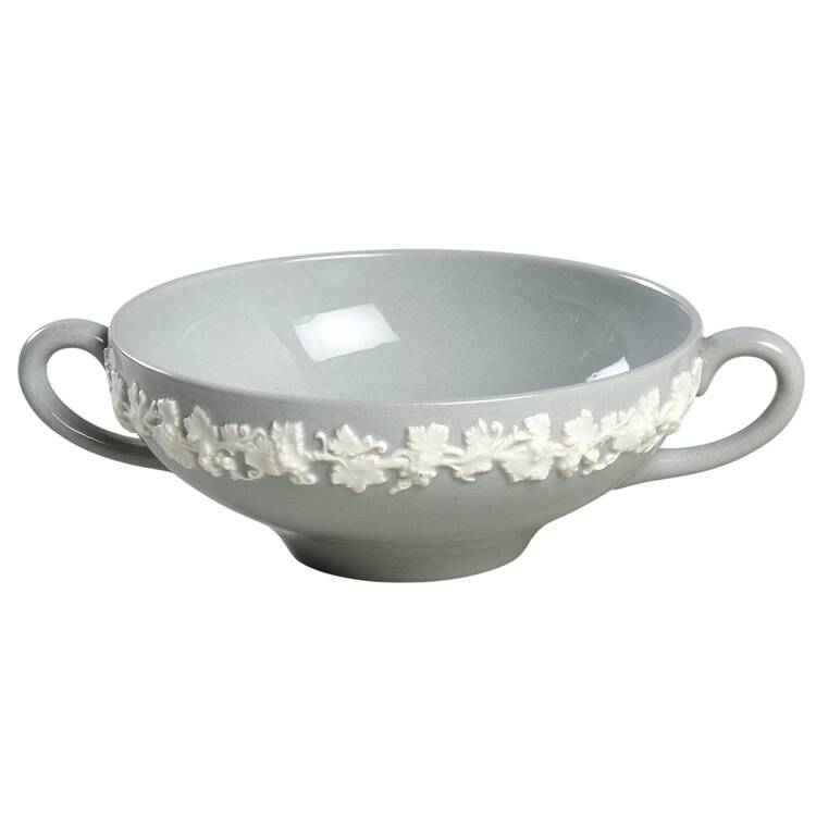 Cream Color on Grey (Plain) Flat Cream Soup Bowl