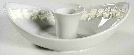 Cream Color on Grey (Plain) Single Light Candlestick