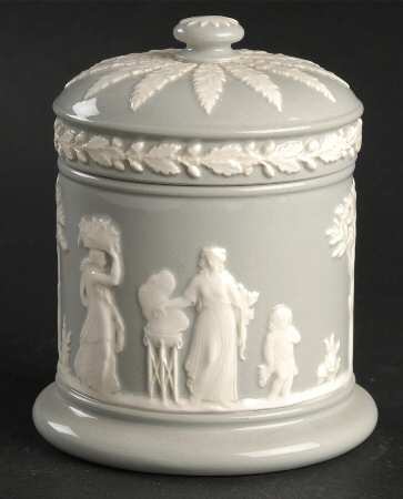 Cream Color on Grey (Plain) Cigarette Jar & Lid