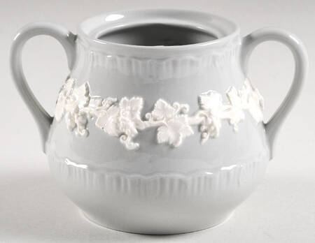 Cream Color on Grey (Shell Edge) Sugar Bowl No Lid