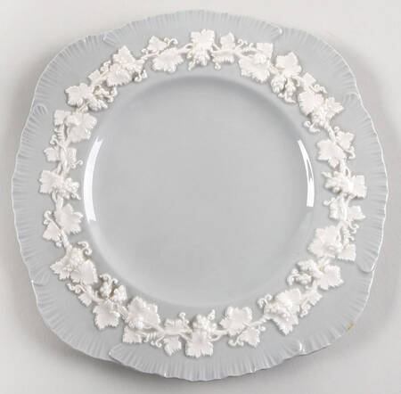 Cream Color on Grey (Shell Edge) Square Luncheon Plate