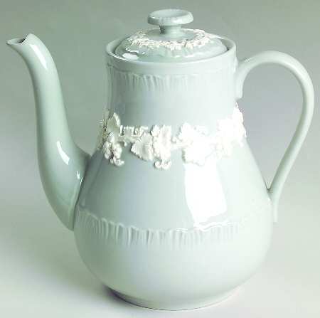 Cream Color on Grey (Shell Edge) Coffee Pot & Lid