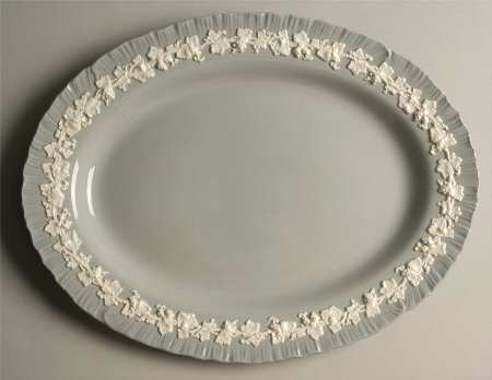 Cream Color on Grey (Shell Edge) 14" Oval Serving Platter